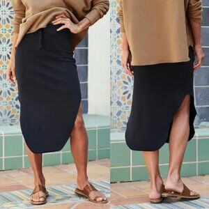 Frank & Eileen Donegal Triple Fleece midi skirt large navy blue knit drawstring
